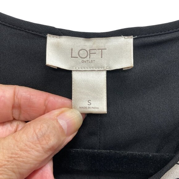 Loft Outlet Sleeveless Print Boho Dress, Sz Small, Chiffon Ruffle Tassel Lace - Picture 3 of 12